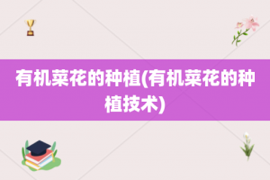 有机菜花的种植(有机菜花的种植技术)