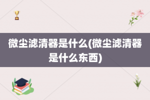 微尘滤清器是什么(微尘滤清器是什么东西)