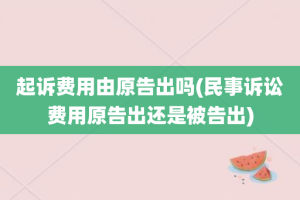 起诉费用由原告出吗(民事诉讼费用原告出还是被告出)