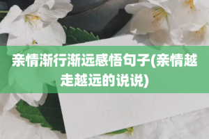 亲情渐行渐远感悟句子(亲情越走越远的说说)