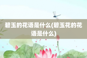 碧玉的花语是什么(碧玉花的花语是什么)