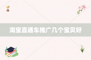 淘宝直通车推广几个宝贝好