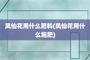 凤仙花用什么肥料(凤仙花用什么施肥)