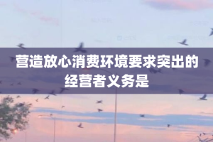 营造放心消费环境要求突出的经营者义务是