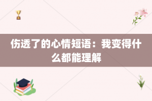 伤透了的心情短语：我变得什么都能理解