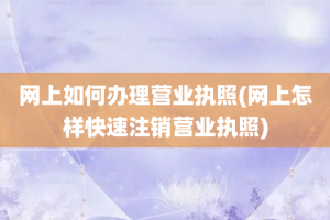 网上如何办理营业执照(网上怎样快速注销营业执照)