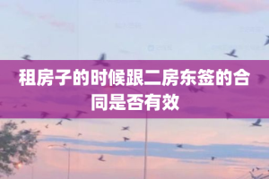 租房子的时候跟二房东签的合同是否有效