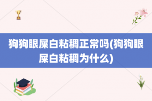 狗狗眼屎白粘稠正常吗(狗狗眼屎白粘稠为什么)