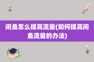 闲鱼怎么提高流量(如何提高闲鱼流量的办法)