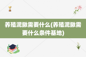 养殖泥鳅需要什么(养殖泥鳅需要什么条件基地)