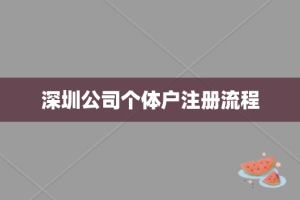 深圳公司个体户注册流程