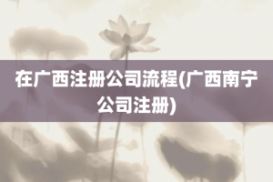 在广西注册公司流程(广西南宁公司注册)