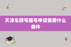 天津车牌号摇号申请需要什么条件