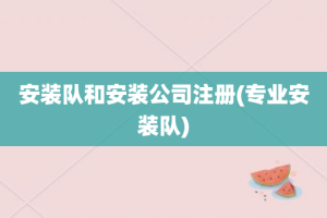 安装队和安装公司注册(专业安装队)