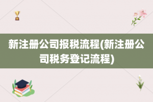 新注册公司报税流程(新注册公司税务登记流程)