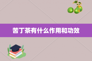 苦丁茶有什么作用和功效