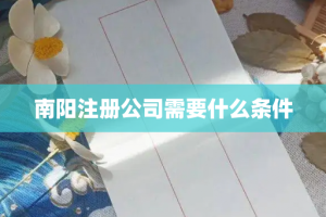 南阳注册公司需要什么条件