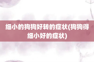 细小的狗狗好转的症状(狗狗得细小好的症状)