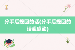 分手后挽回的话(分手后挽回的话超感动)