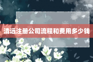 清远注册公司流程和费用多少钱