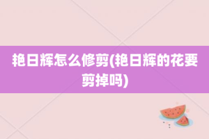 艳日辉怎么修剪(艳日辉的花要剪掉吗)