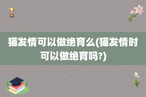 猫发情可以做绝育么(猫发情时可以做绝育吗?)
