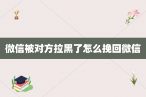 微信被对方拉黑了怎么挽回微信