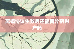 离婚协议生效后还能再分割财产吗