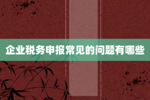 企业税务申报常见的问题有哪些