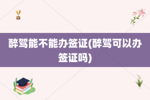 醉驾能不能办签证(醉驾可以办签证吗)