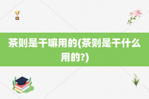 茶则是干嘛用的(茶则是干什么用的?)