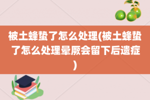 被土蜂蛰了怎么处理(被土蜂蛰了怎么处理晕厥会留下后遗症)