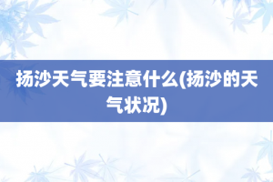 扬沙天气要注意什么(扬沙的天气状况)