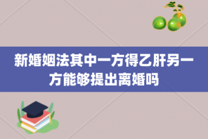 新婚姻法其中一方得乙肝另一方能够提出离婚吗