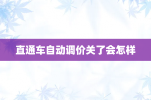 直通车自动调价关了会怎样