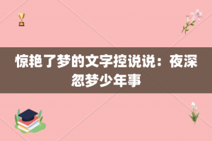 惊艳了梦的文字控说说:夜深忽梦少年事
