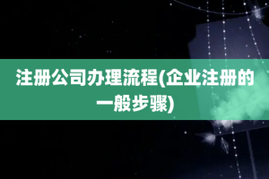 注册公司办理流程(企业注册的一般步骤)