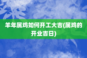 羊年属鸡如何开工大吉(属鸡的开业吉日)