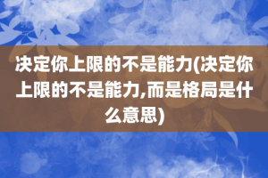 决定你上限的不是能力(决定你上限的不是能力,而是格局是什么意思)