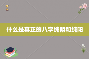 什么是真正的八字纯阴和纯阳