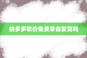 拼多多砍价免费拿会发货吗