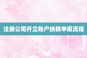 注册公司开立账户纳税申报流程