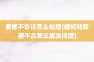 婆媳不合该怎么处理(媳妇和家婆不合怎么解决问题)