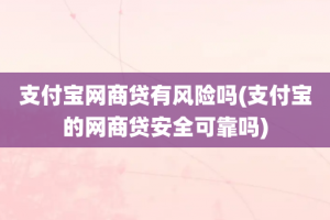 支付宝网商贷有风险吗(支付宝的网商贷安全可靠吗)