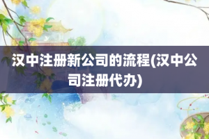 汉中注册新公司的流程(汉中公司注册代办)