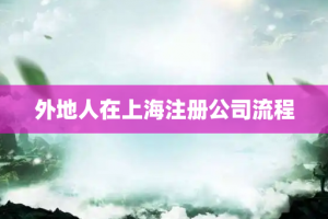 外地人在上海注册公司流程