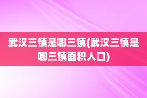 武汉三镇是哪三镇(武汉三镇是哪三镇面积人口)