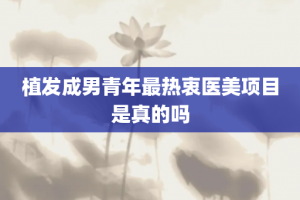 植发成男青年最热衷医美项目是真的吗