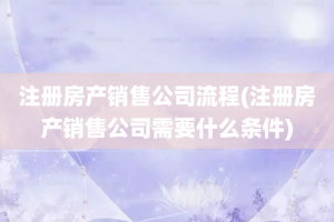 注册房产销售公司流程(注册房产销售公司需要什么条件)