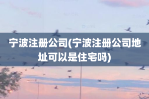 宁波注册公司(宁波注册公司地址可以是住宅吗)